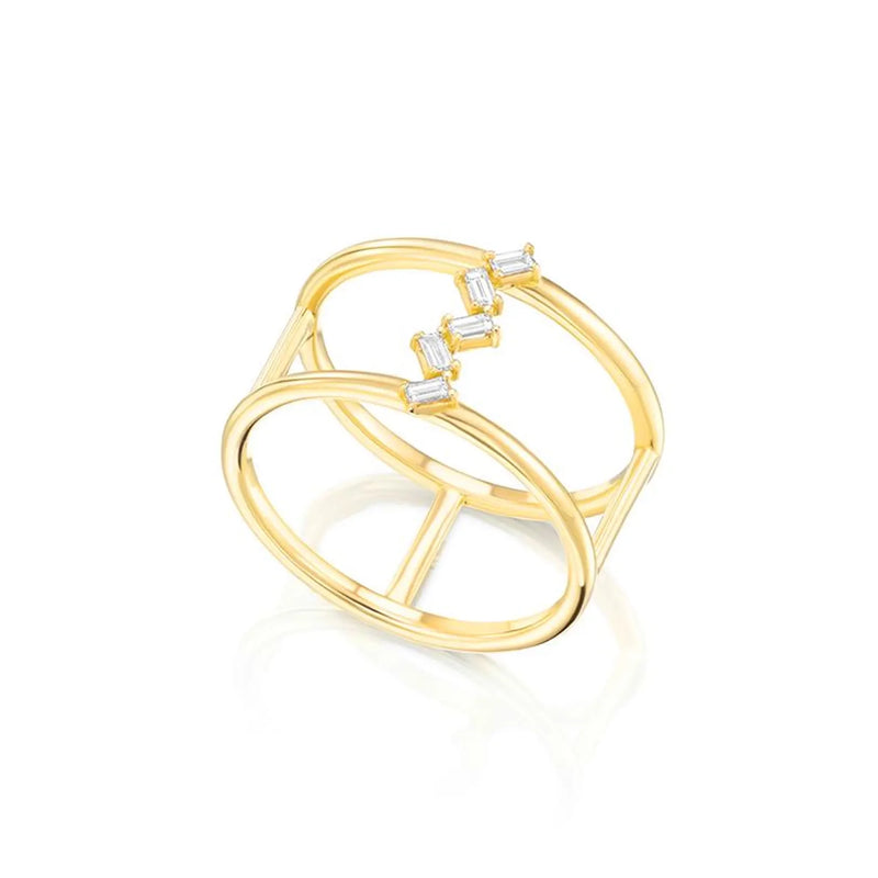 Baguette Ring in gold with diamonds