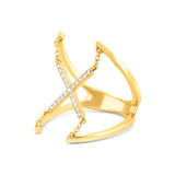 Cross Ring in gold with diamonds