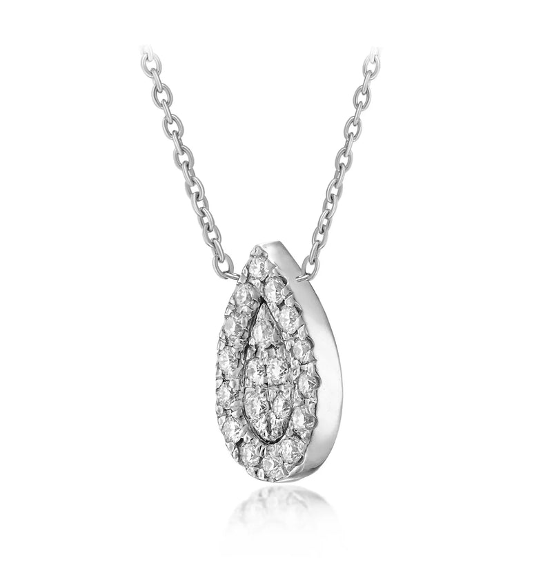 Micro Pave Pear Shape Necklace in Gold with Diamonds