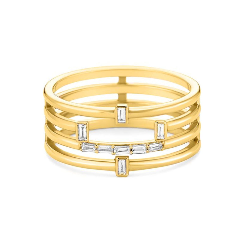Baguette Ring in gold with diamonds