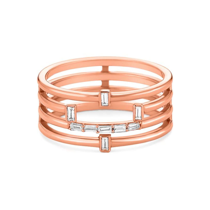 Baguette Ring in gold with diamonds