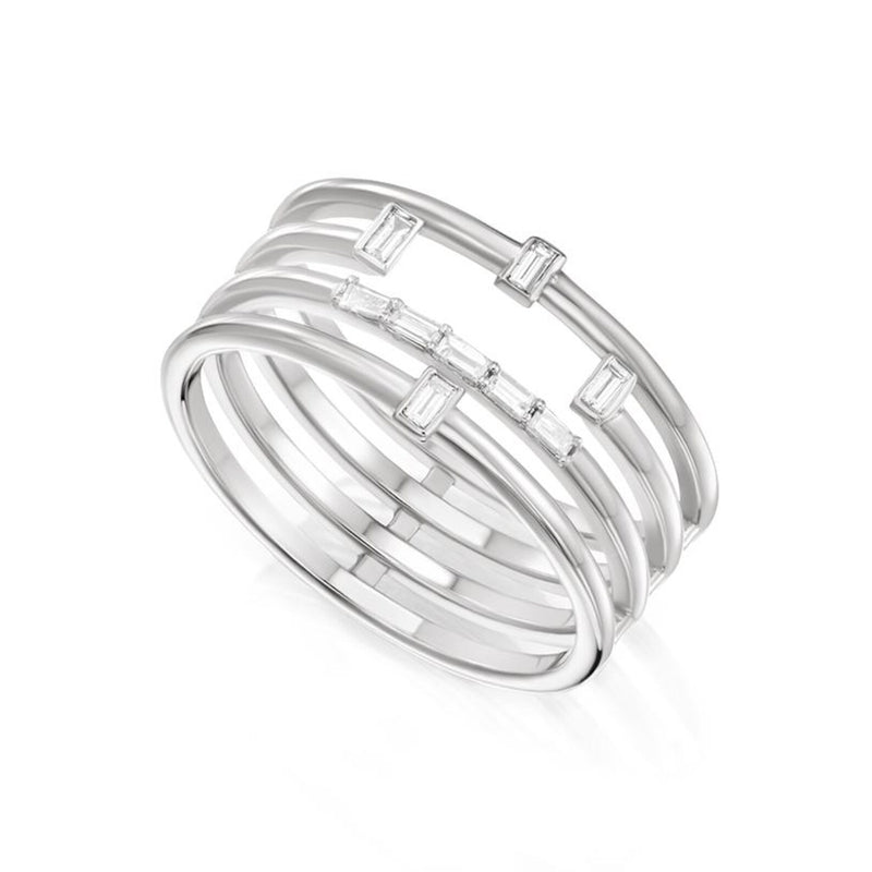 Baguette Ring in gold with diamonds