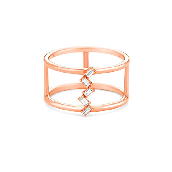 Baguette Ring in gold with diamonds