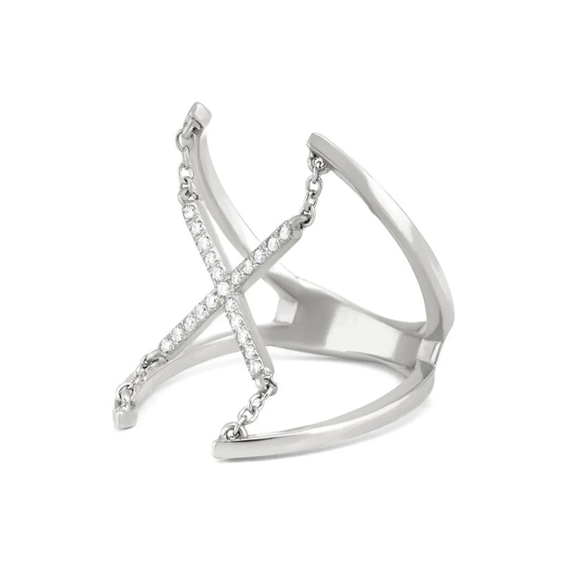 Cross Ring in gold with diamonds