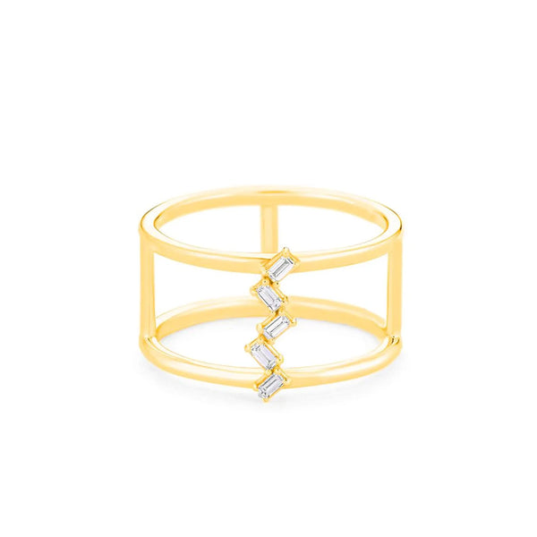 Baguette Ring in gold with diamonds