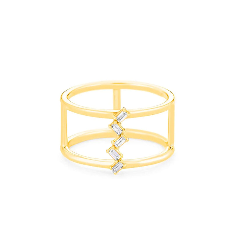 Baguette Ring in gold with diamonds