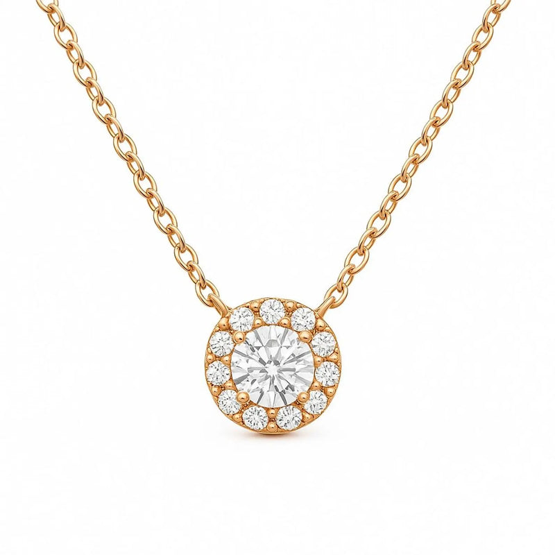 Halo Necklace in Gold with Diamonds
