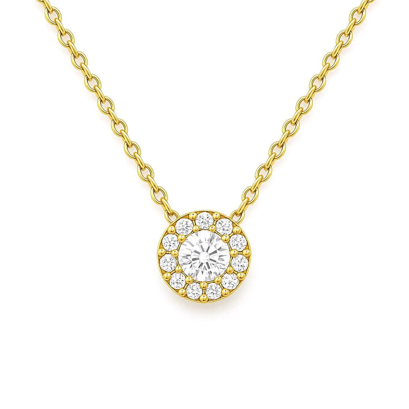 Halo Necklace in Gold with Diamonds