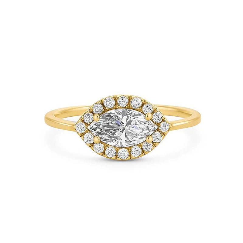 Marquise Shape Ring in Gold with Diamonds