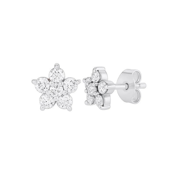Flower Shaped Earrings in Gold with Diamonds
