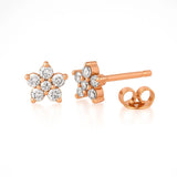 Flower Shaped Earrings in Gold with Diamonds