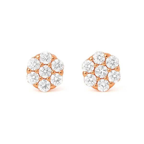 Flower Shaped Earrings in Gold with Diamonds