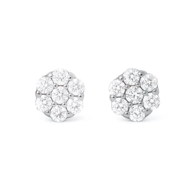 Flower Shaped Earrings in Gold with Diamonds