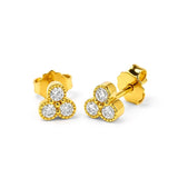 3 Diamond Stud Earrings in Gold