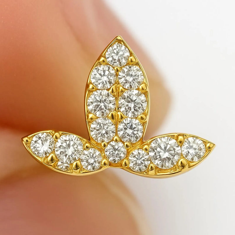 Crown Shaped Earrings in Gold with Diamonds