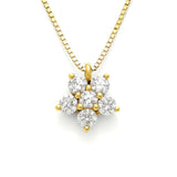 Flower Round Shape Necklace in Gold with Diamonds