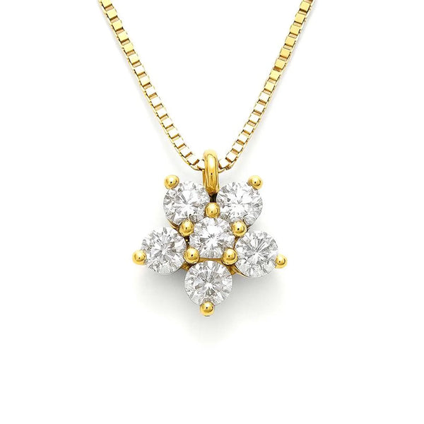 Flower Round Shape Necklace in Gold with Diamonds