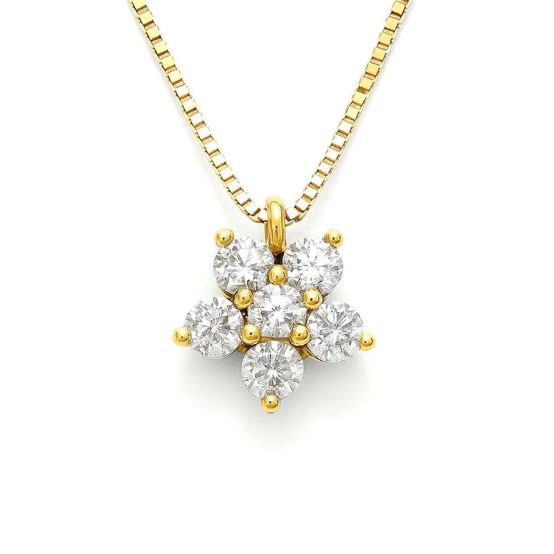 Flower Round Shape Necklace in Gold with Diamonds