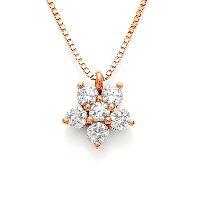 Flower Round Shape Necklace in Gold with Diamonds