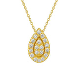 Micro Pave Pear Shape Necklace in Gold with Diamonds