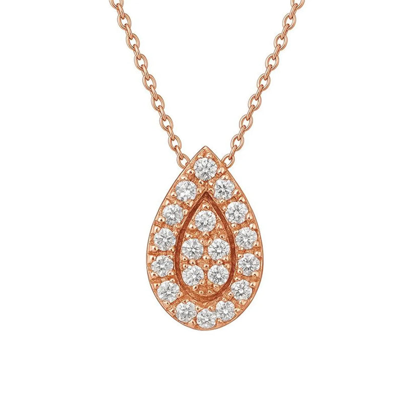 Micro Pave Pear Shape Necklace in Gold with Diamonds