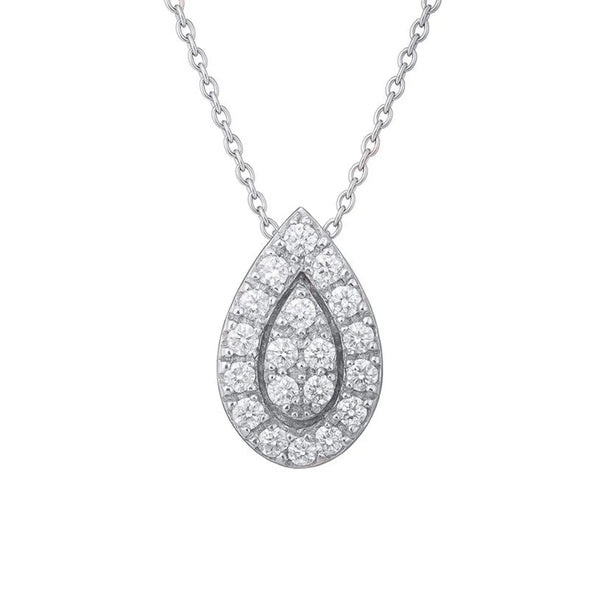 Micro Pave Pear Shape Necklace in Gold with Diamonds