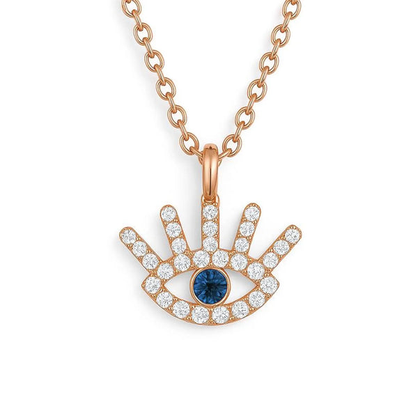 Blue Sapphire Necklace in Gold with Diamonds