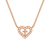 Heart Cross Pendant in Gold with Diamonds