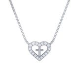 Heart Cross Pendant in Gold with Diamonds