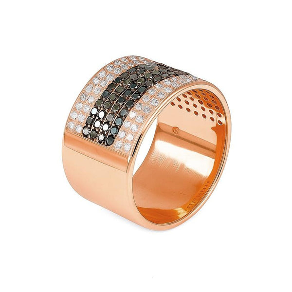 Unisex Black & White Ring in gold with diamonds