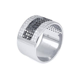 Unisex Black & White Ring in gold with diamonds