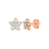 Flower Shaped Earrings in Gold with Diamonds