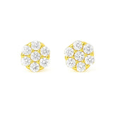 Flower Shaped Earrings in Gold with Diamonds
