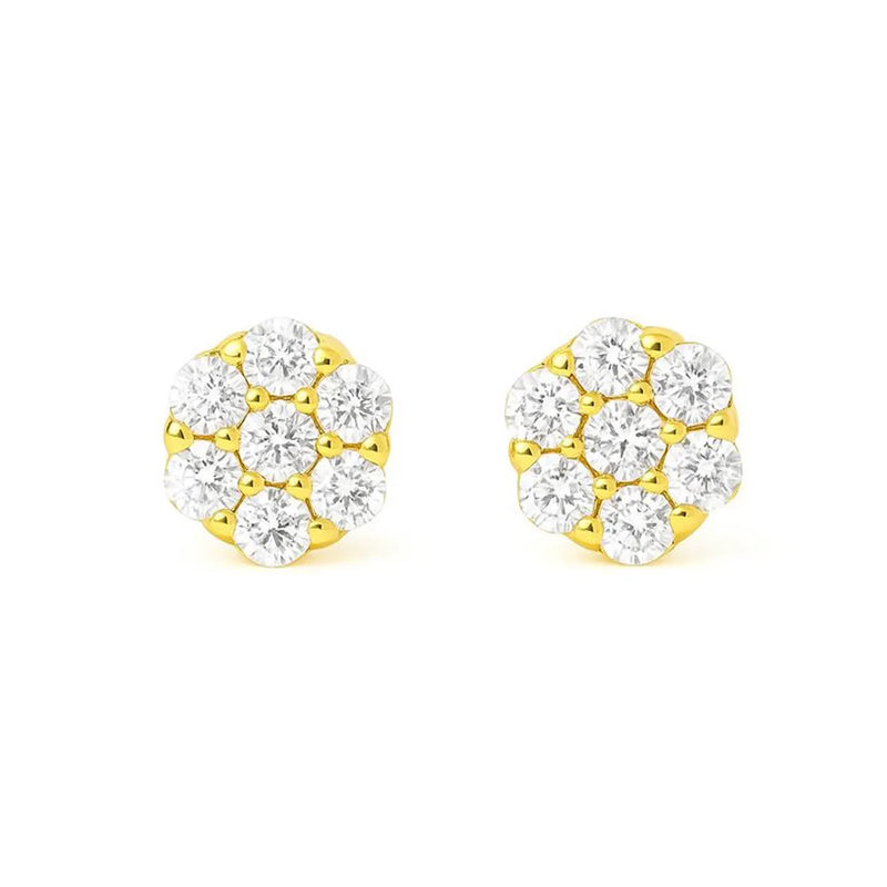Flower Shaped Earrings in Gold with Diamonds