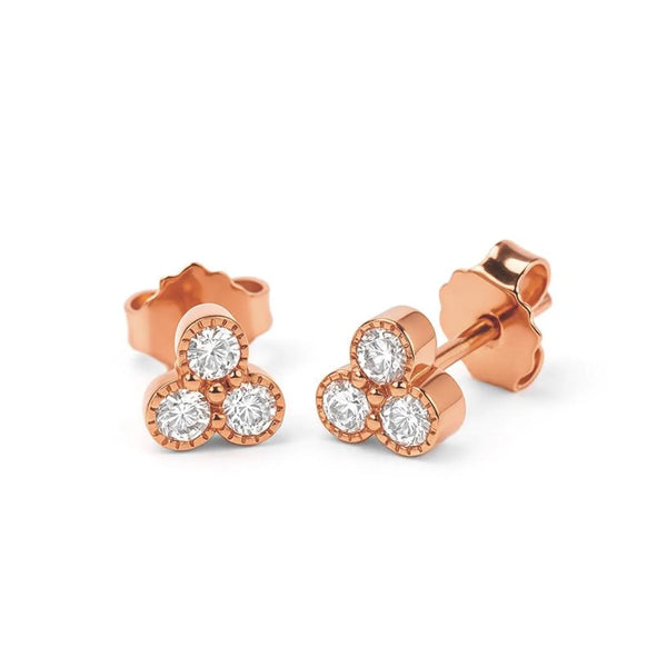 3 Diamond Stud Earrings in Gold