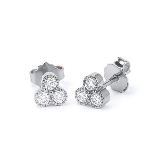 3 Diamond Stud Earrings in Gold
