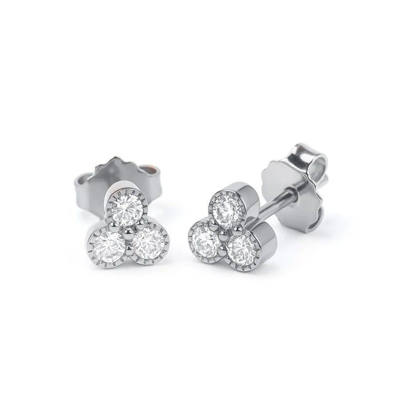 3 Diamond Stud Earrings in Gold