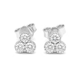 3 Diamond Stud Earrings in Gold