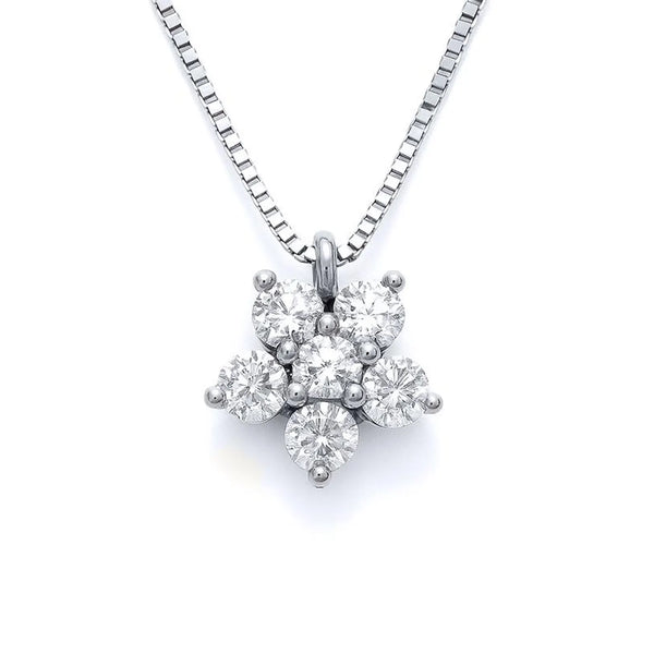 Flower Round Shape Necklace in Gold with Diamonds