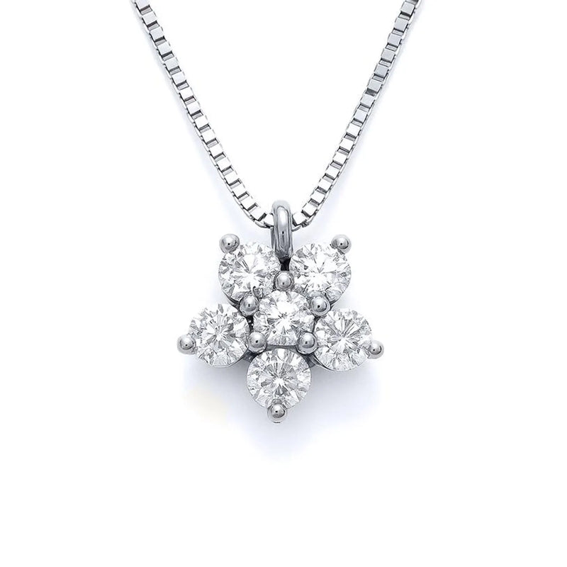 Flower Round Shape Necklace in Gold with Diamonds