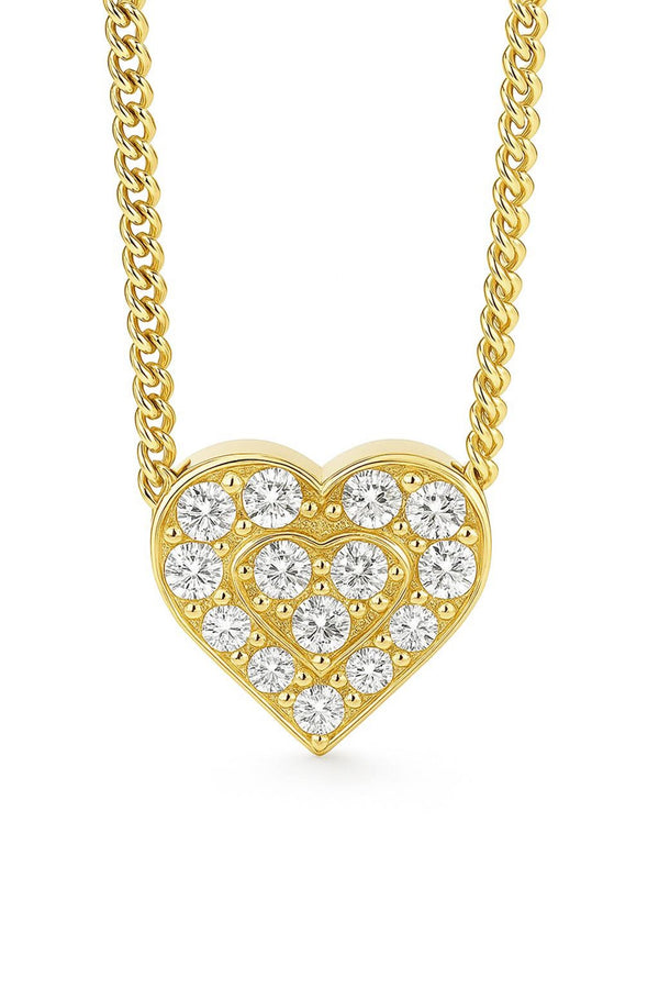 Heart Shape Necklace in Gold with Diamonds