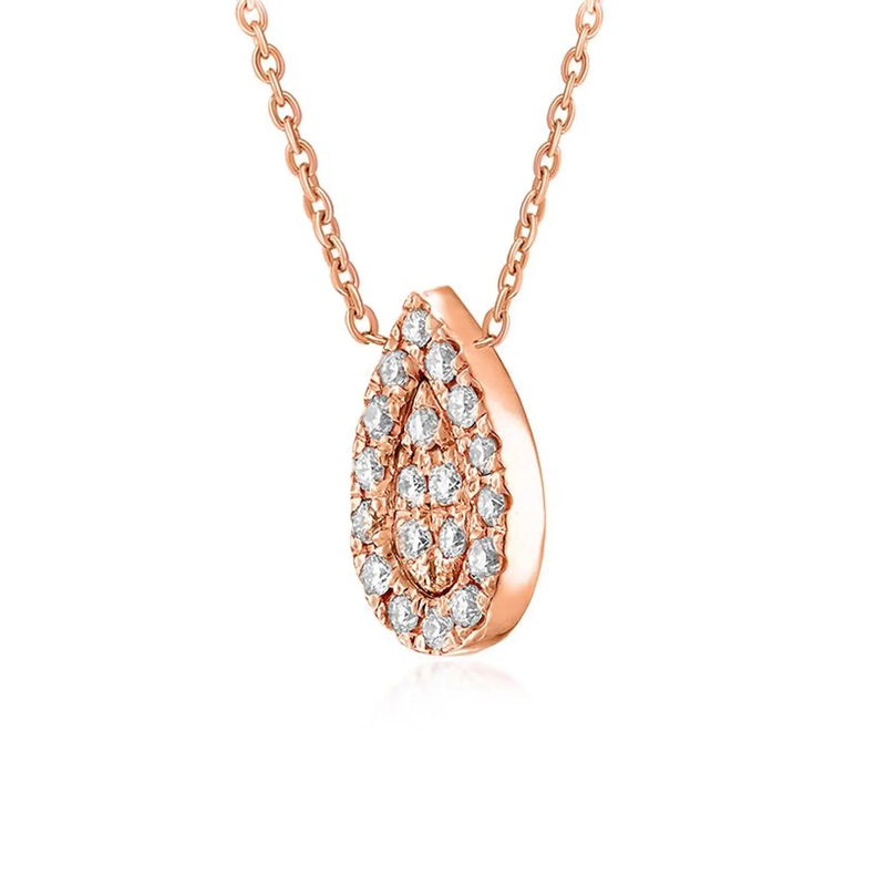 Micro Pave Pear Shape Necklace in Gold with Diamonds