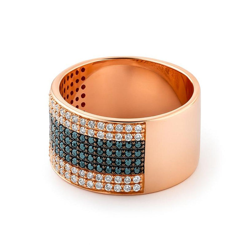 Unisex Black & White Ring in gold with diamonds