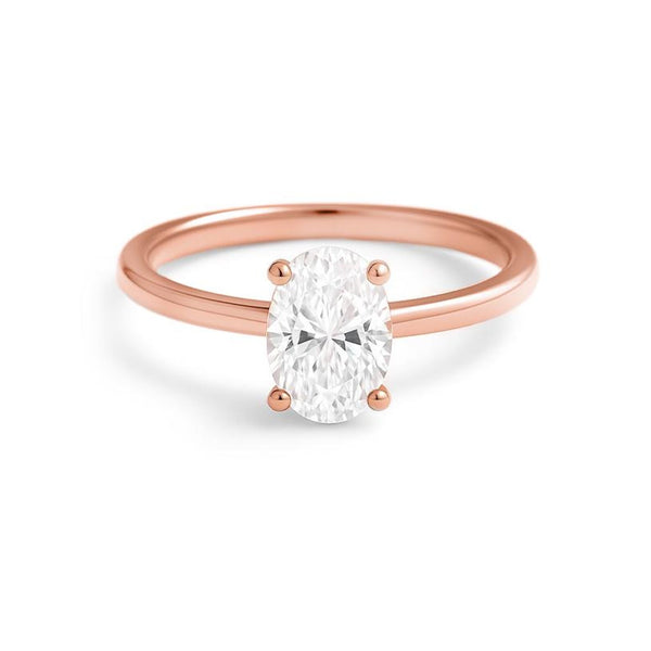 Oval Diamond Solitaire Gold Ring | Natural & Lab Grow