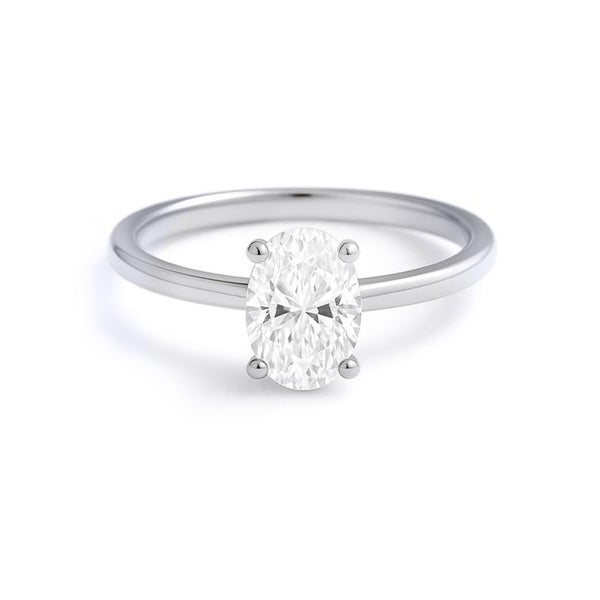 Oval Diamond Solitaire Gold Ring | Natural & Lab Grow