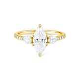 Marquise & 2 Pear shape Natural | Lab Grown Diamond Ring in Gold