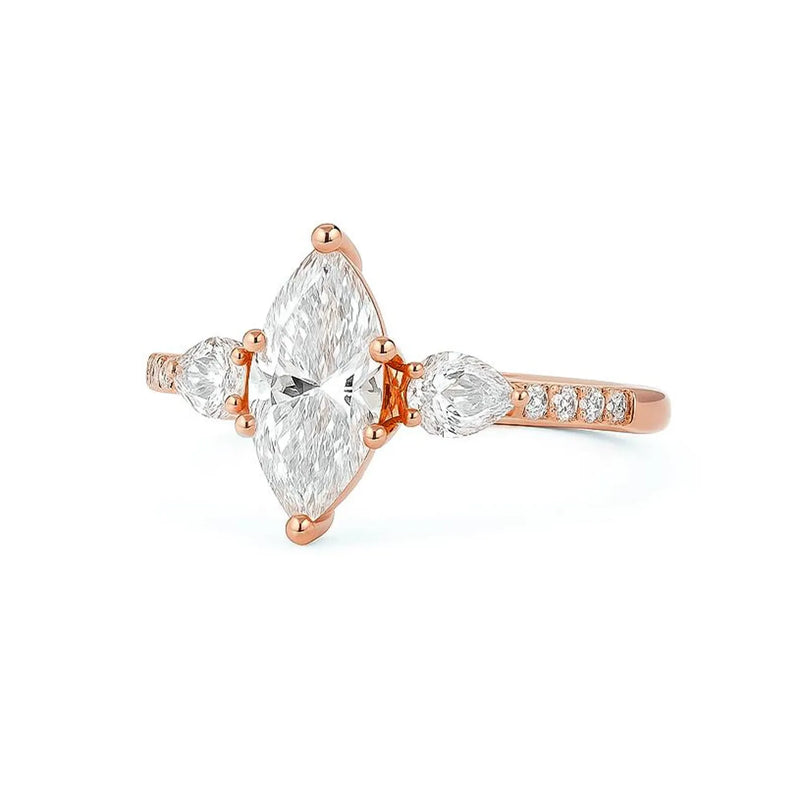 Marquise & 2 Pear shape Natural | Lab Grown Diamond Ring in Gold