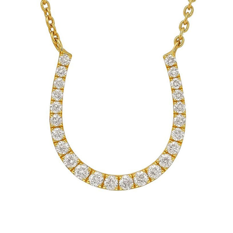 Horseshoe Shape Necklace in Gold with Diamonds