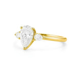 3 Pear Shape Lab or Natural in Gold with Diamonds