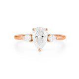 3 Pear Shape Lab or Natural in Gold with Diamonds